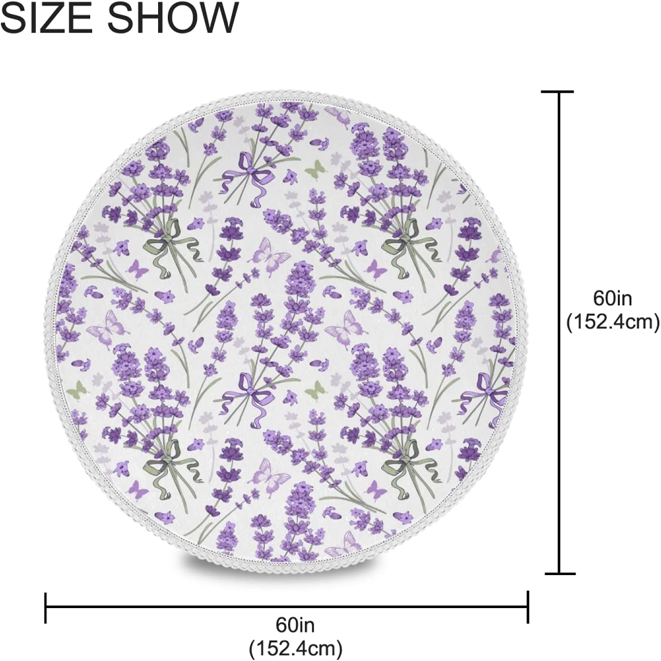 Floral Lavender Round Tablecloth Washable Table Cloths Cover For Party Picnic Dining Décor