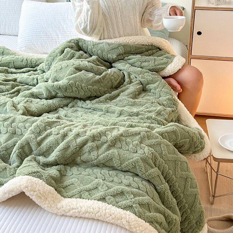 green throws blankets