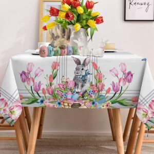 Waterproof Lavender Tablecloth Watercolor Wild Flowers Table Cover For Party Picnic Dinner Décor