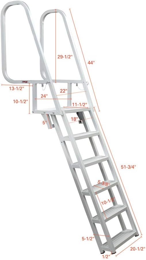 Enhance Your Dock Access with the Premium Dock Ladder: 6-Step Deluxe Flip-Up Ladder with Welded Step Assembly