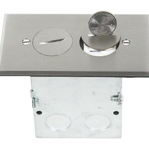 Stainless Steel Floor Box Outlet Kit, 1-Gang, Tamper-Weather Resistant, Watertight, UL Listed
