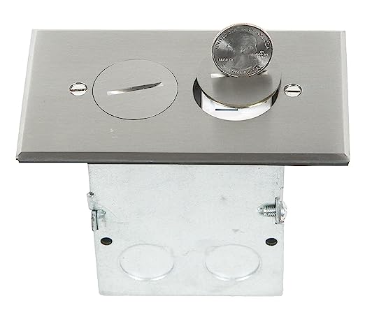 Stainless Steel Floor Box Outlet Kit, 1-Gang, Tamper-Weather Resistant, Watertight, UL Listed