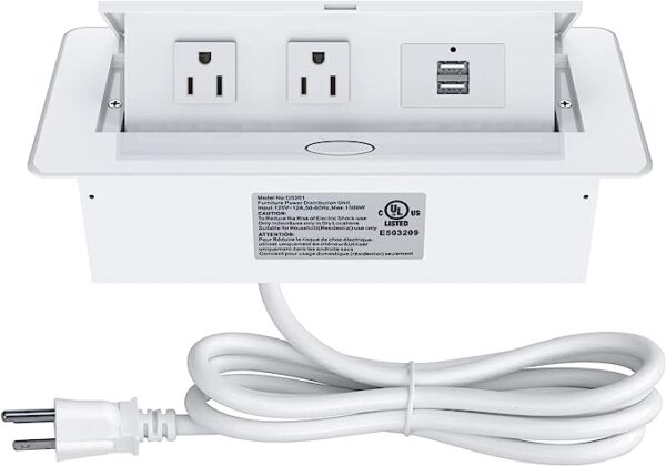 Convenient Pop Up Outlet Power Hub - Recessed Electrical Connectivity Box Ideal for Table Conference Rooms and Countertops