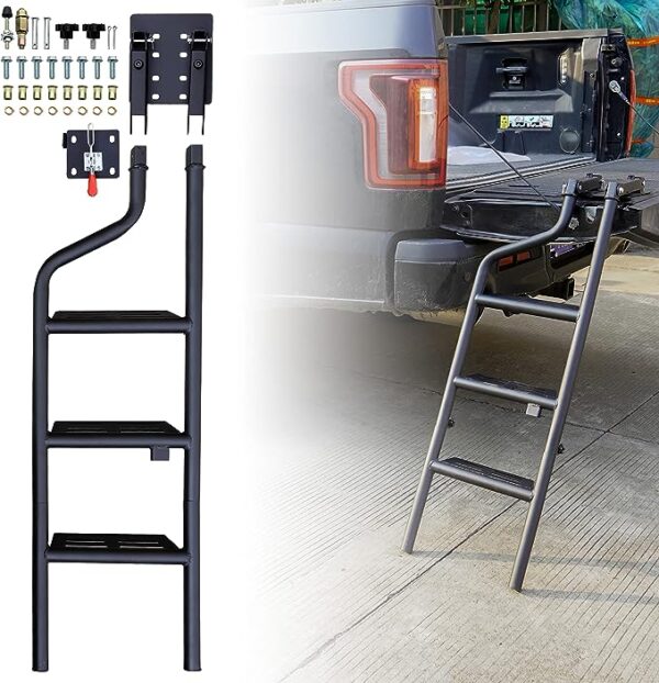 Tailgate Ladder Heavy Duty 45" Folding Step for Pickup Trucks - Easy Install and Universal Fit