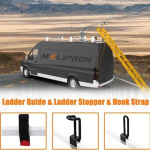 Tailgate Ladder Roof Rack with Rear Roller for Full-Size Cargo Vans (Chevy Express, Ford, GMC Savana) with Rain Gutter