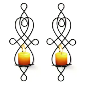 2pcs Iron Wall Sconces for Candles - Metal Party Wedding Home Dinner Decoration Candlestick Pastoral Vintage Candle Stand