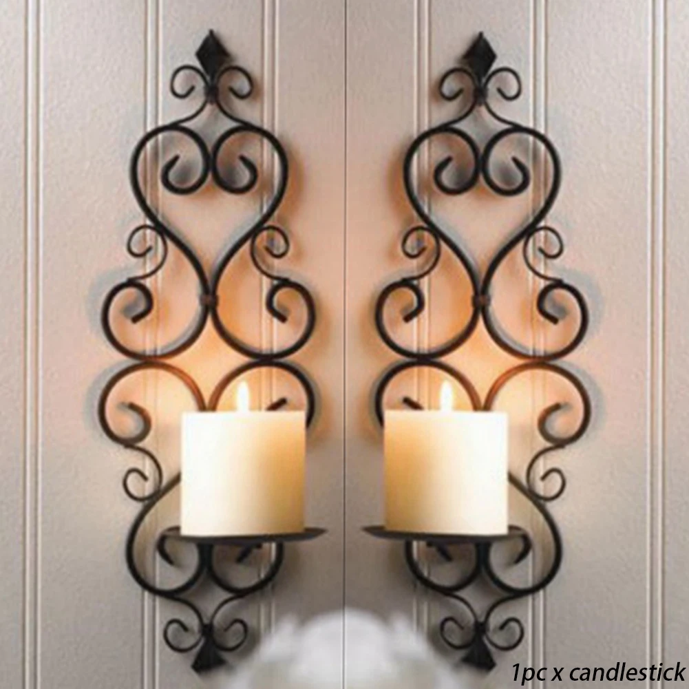 Retro Hanging Wall Sconces for Candles Living Room Candlestick Home Decor Candle Holder Wrought Iron Hotel Foldable Wedding Bedroom Anti Rust