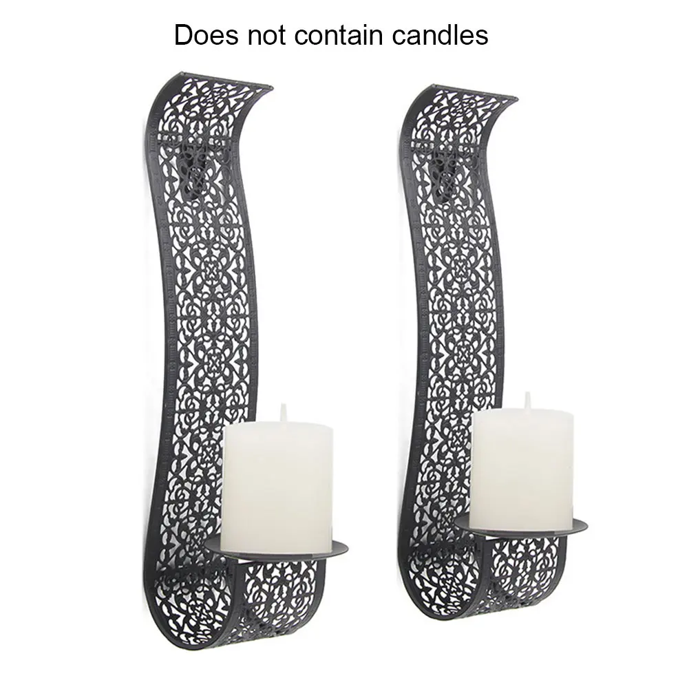 2pcs Wall Sconces for Candles S Shaped Dinner Black Iron Candlestick for Bathroom Living Room Home Decor
