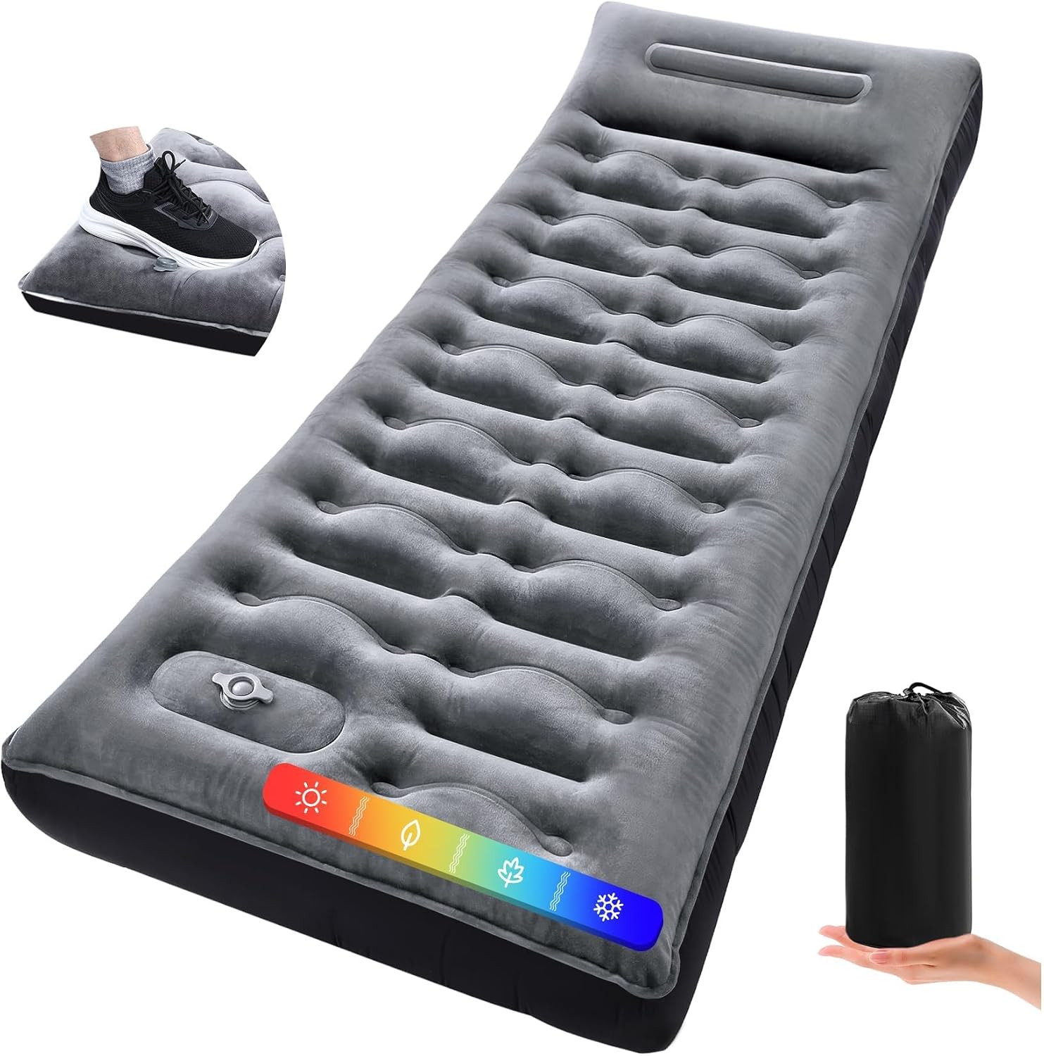 KASBAH 6in Camping Sleeping Pad w/ Built-in Foot Pump