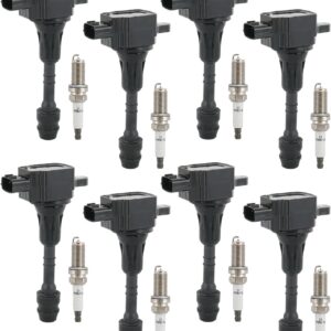 DICMIC Ignition Coil Pack & Spark Plug Set for Infiniti/Nissan V8 5.6L