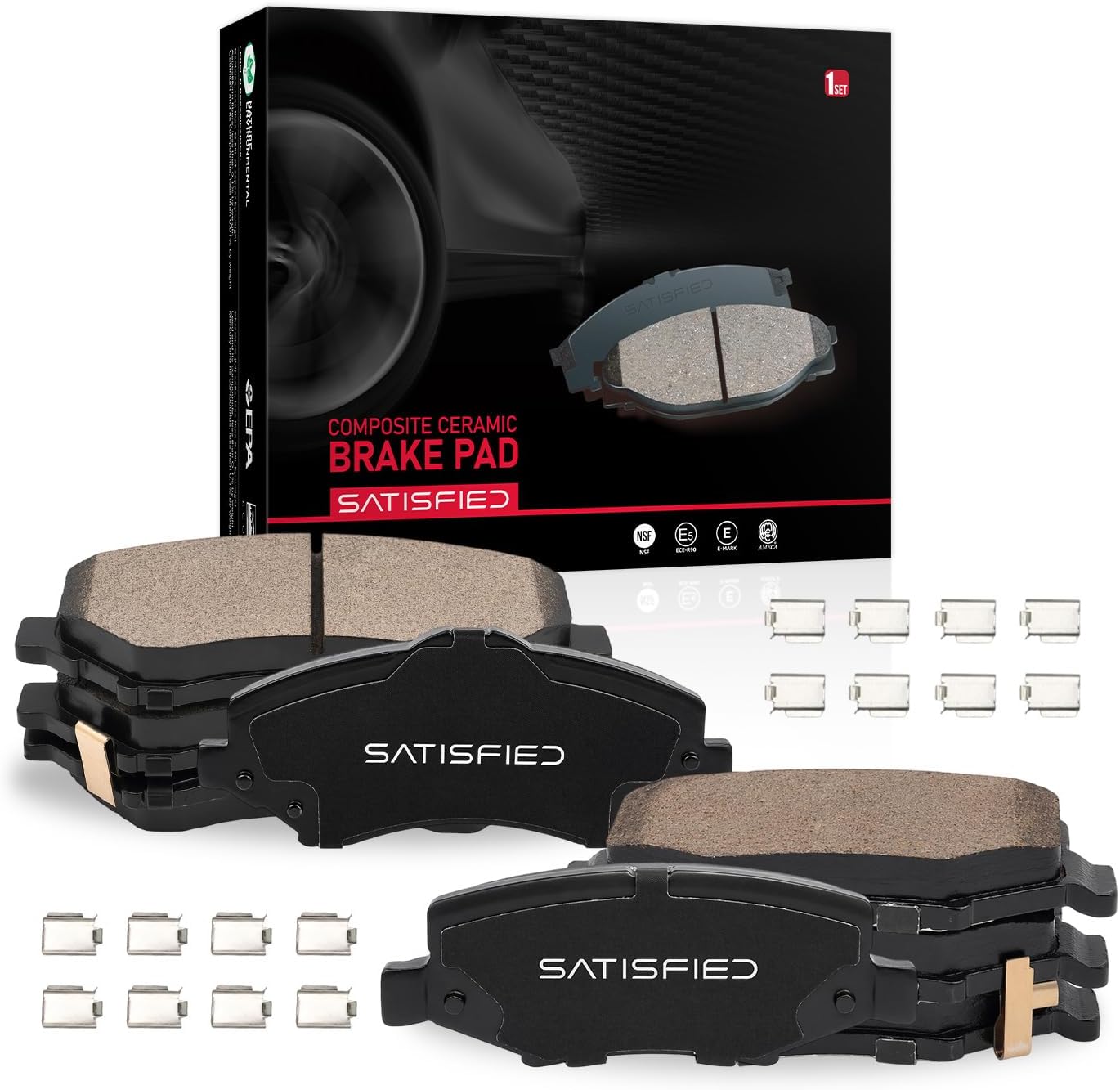 SATISFIED Ceramic Brake Pads Kit Fit Dodge Nitro Jeep Wrangler Liberty