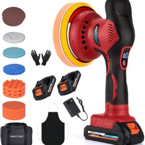 Protmex Cordless Car Buffer & Polisher Kit (Red)