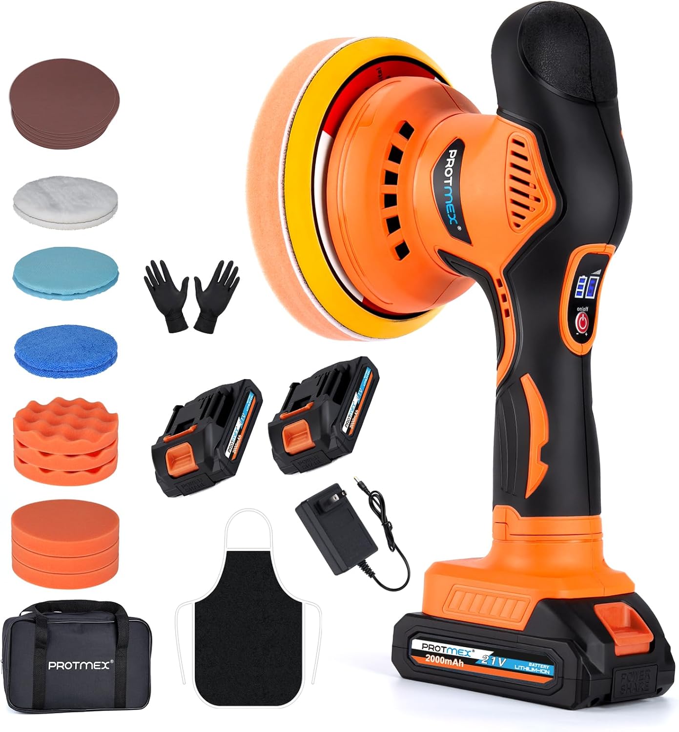Protmex 21V Cordless Car Buffer Polisher Kit