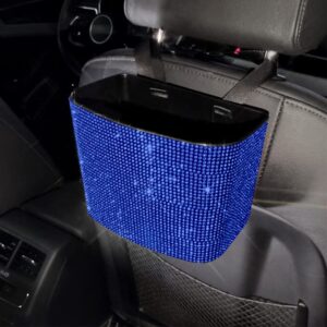 Blue Rhinestone Car Trash Can - Universal Vehicle Organizer