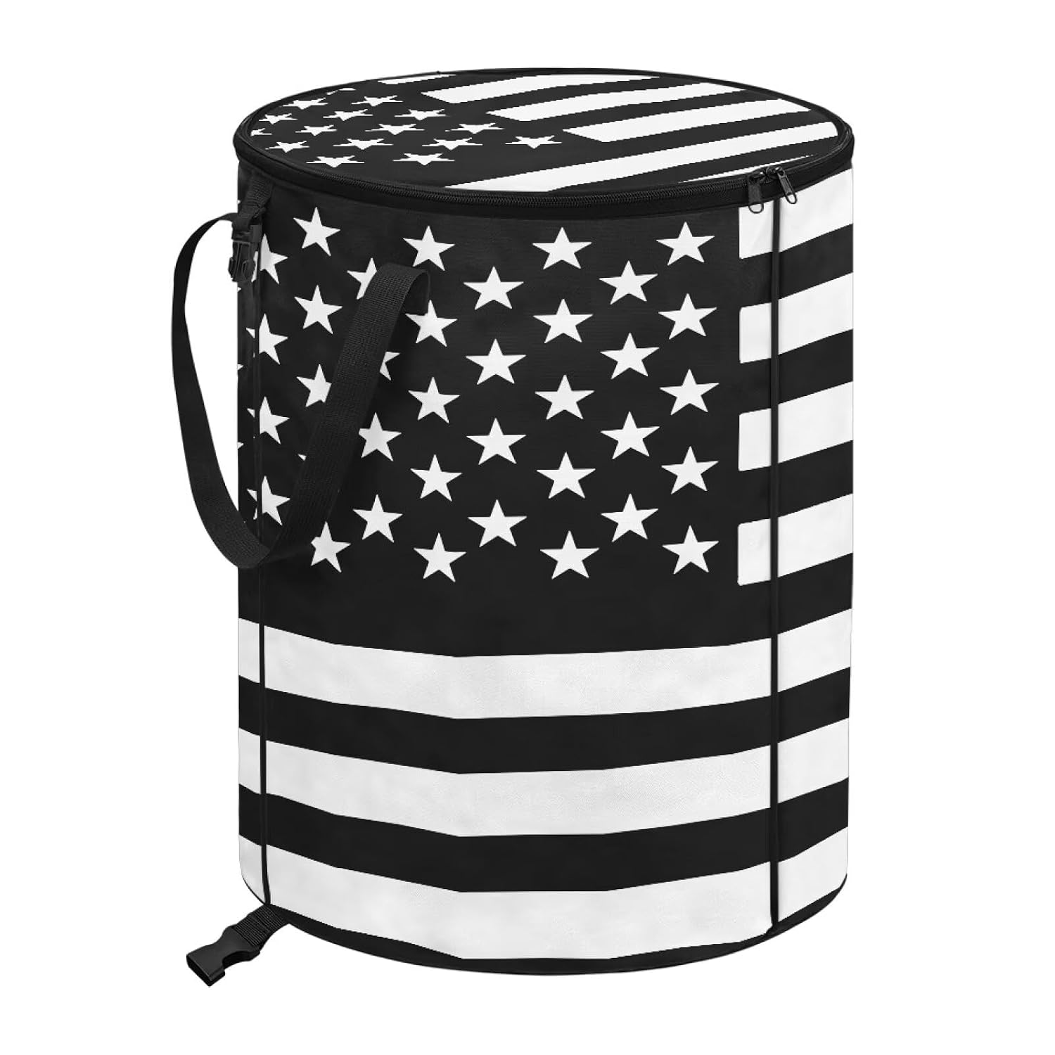 24-Gallon Foldable Trash Can with Black Flag Print