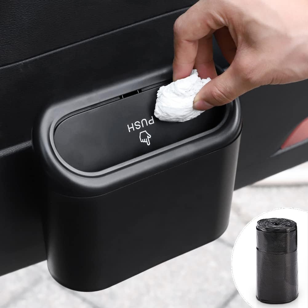 Accmor Car Trash Can w/ Lid & 30 Bags - Compact Auto Dustbin