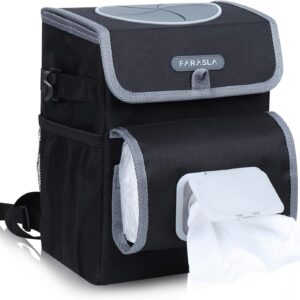 Farasla Car Trash Can with Leakproof Liner - Black
