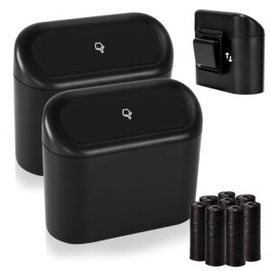 Ginsco Mini Car Trash Can w/ Lid & 120 Bags - Black
