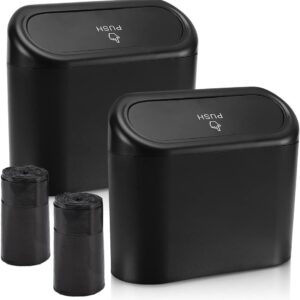 Accmor Car Trash Can w/Lid, 2-Pack Mini Bin + 60 Bags