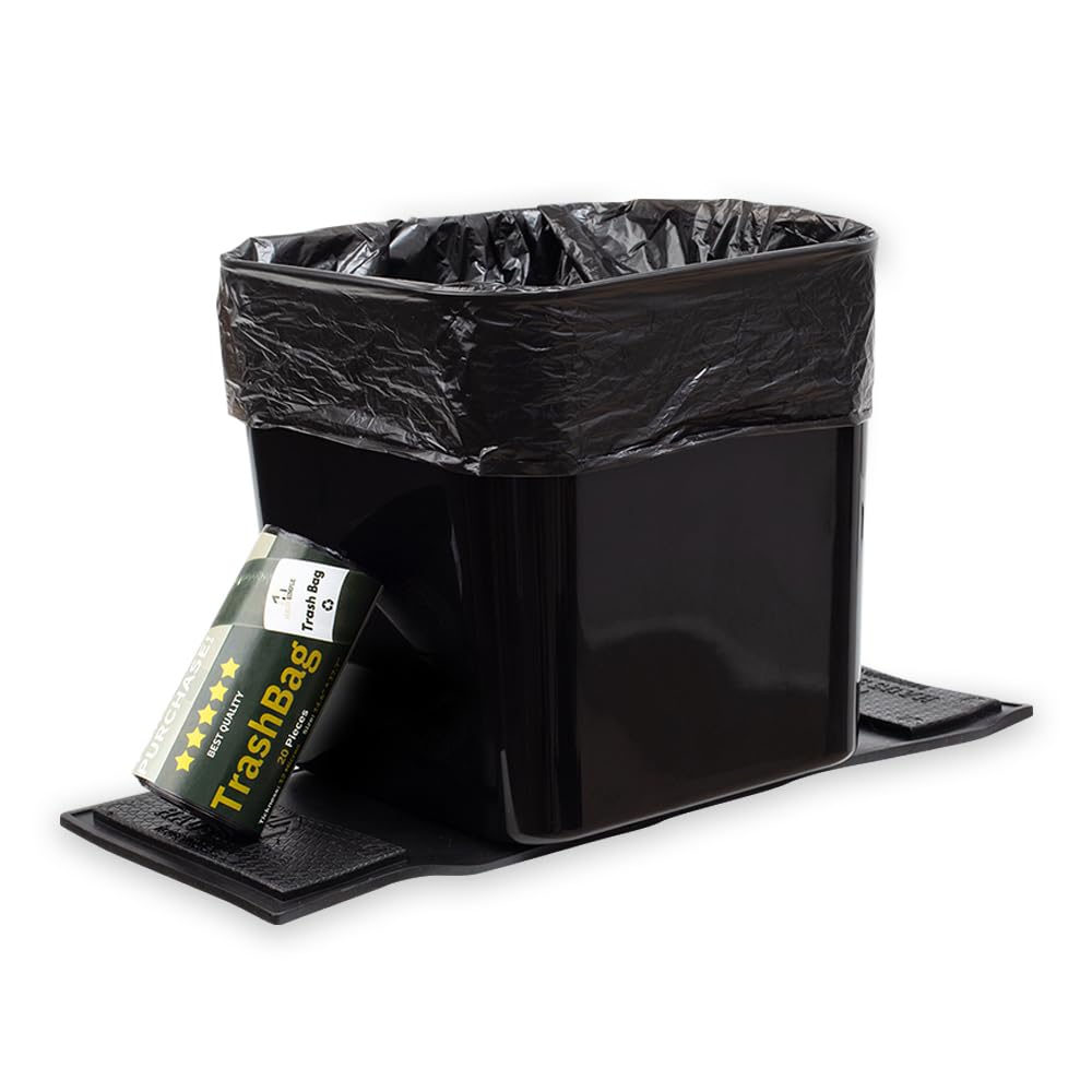 Black Car Trash Can – 2L Leakproof Bin for Small Cars