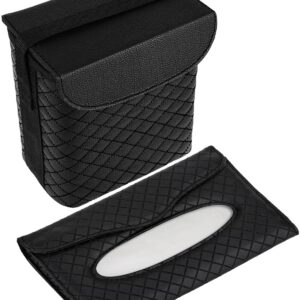 BELINOUS Leather Car Trash Can w/ Tissue Holder