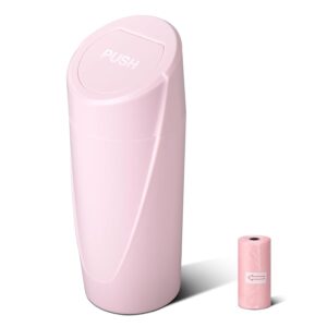 Pink Car Trash Can with Lid & 20 Bags - Leakproof Auto Bin