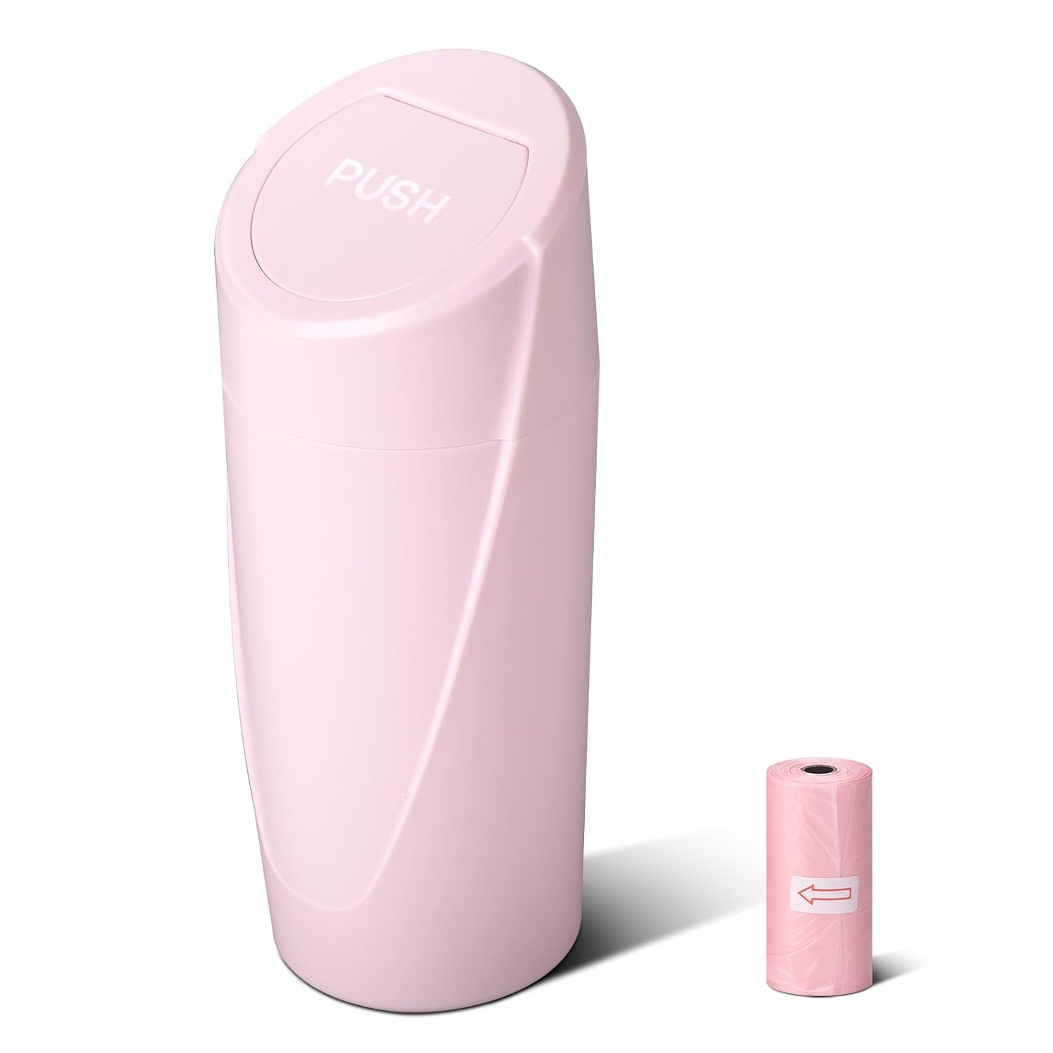 Pink Car Trash Can with Lid & 20 Bags - Leakproof Auto Bin