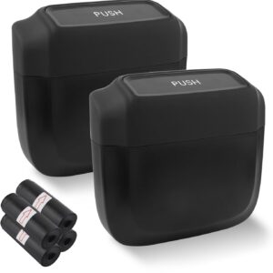 IHOTDER 2PC Car Trash Can w/ 60 Bags & Lid - Black