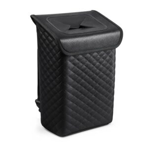 Tsumbay Car Trash Can with Lid - 2 Gal Leather Garbage Bin
