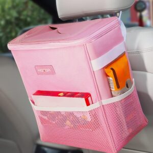 HOTOR Car Trash Can 2 Gal – Leak-Proof Organizer, Pink