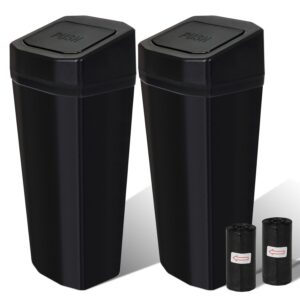 2-Pack Car Trash Can with Lid - Black Mini Bin for Cup Holder