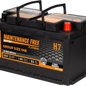 Autocessking H7 94R AGM Car Battery 80Ah 850CCA