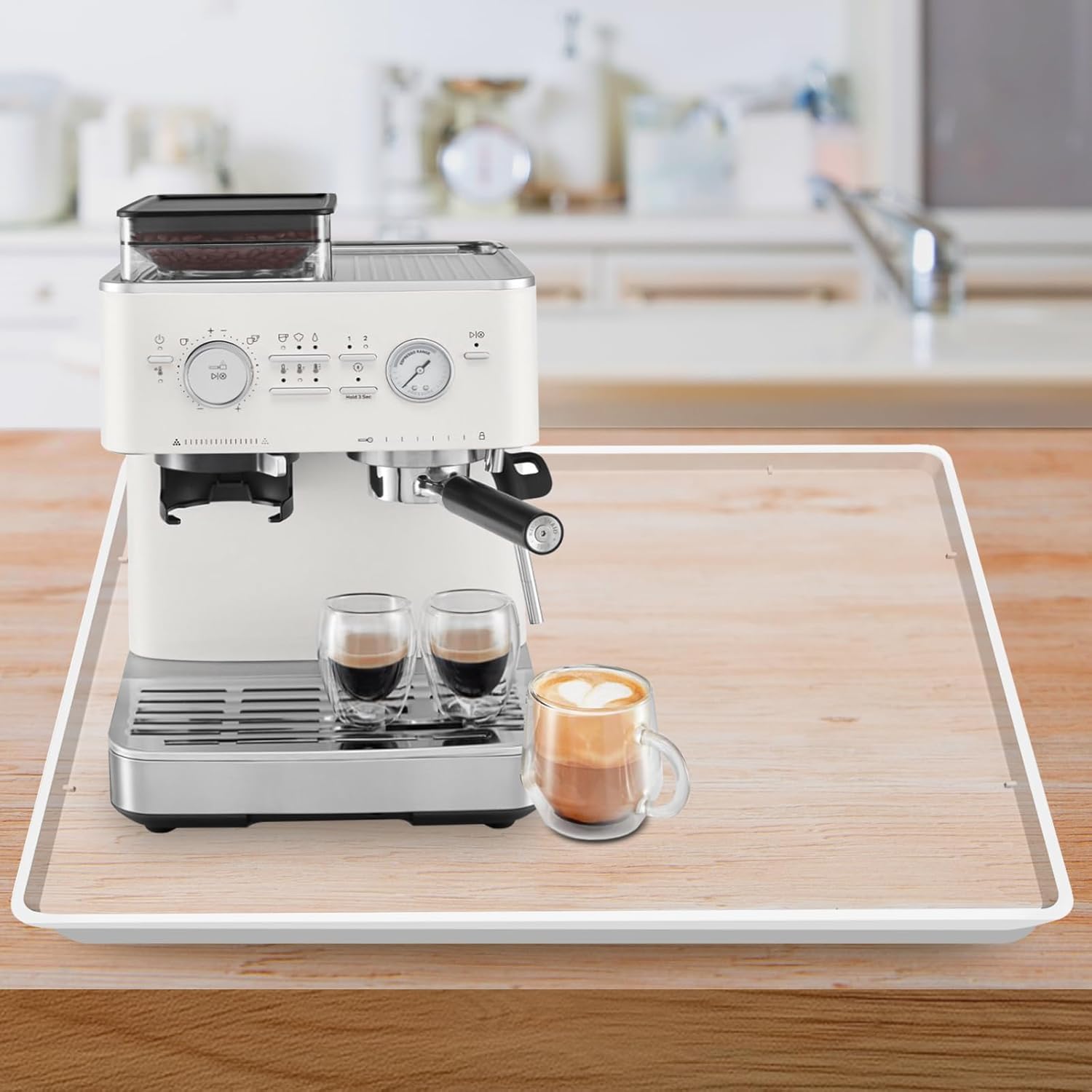 Heavy-Duty Silicone Coffee Maker Mat with Lip, 19.7" x 15"