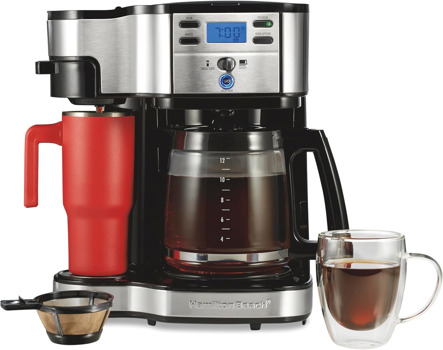 Hamilton Beach 2-Way Coffee Maker, 12-Cup Carafe & Single-Serve