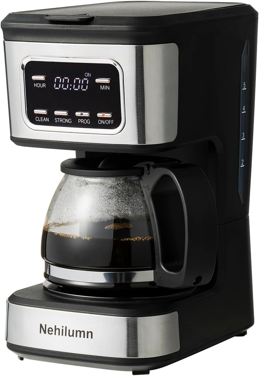 5-Cup Programmable Coffee Maker - Black & Stainless Steel