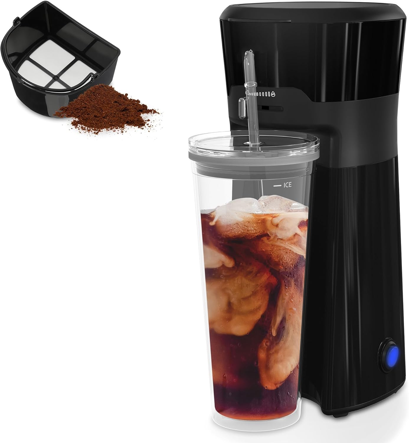 HEYNEMO Iced Coffee Maker w/ Reusable Filter & 20oz Cup