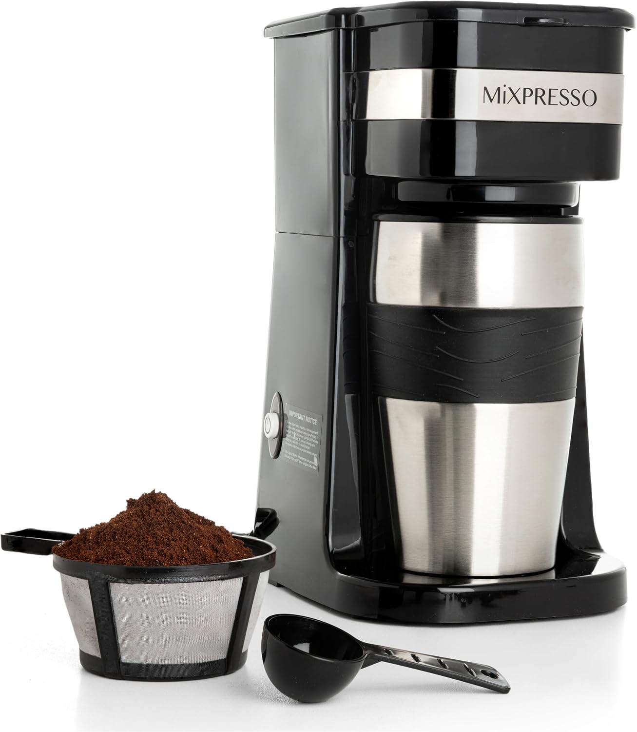 Mixpresso Black Single-Serve Coffee Maker w/ 14oz Mug