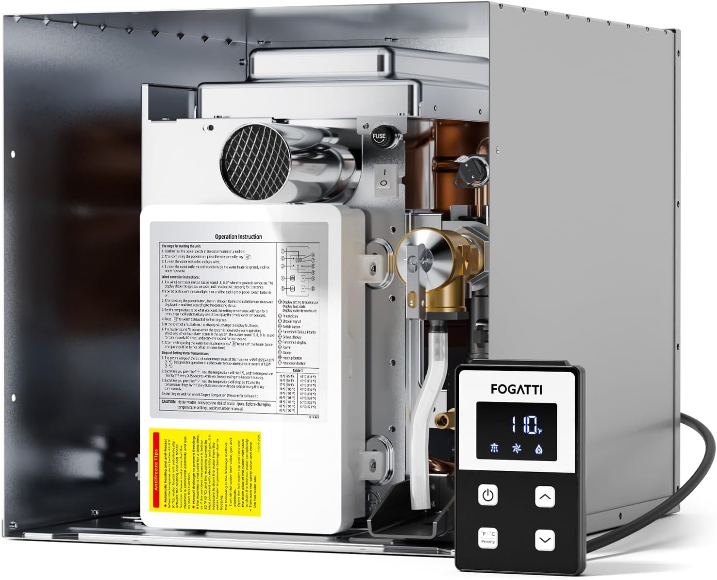 FOGATTI RV Tankless Water Heater 7 GPM, 3 Door Sizes