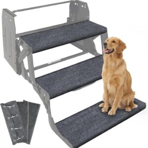 RV Step Covers 3-Pack, 22" Gray Stair Rugs for RV Steps