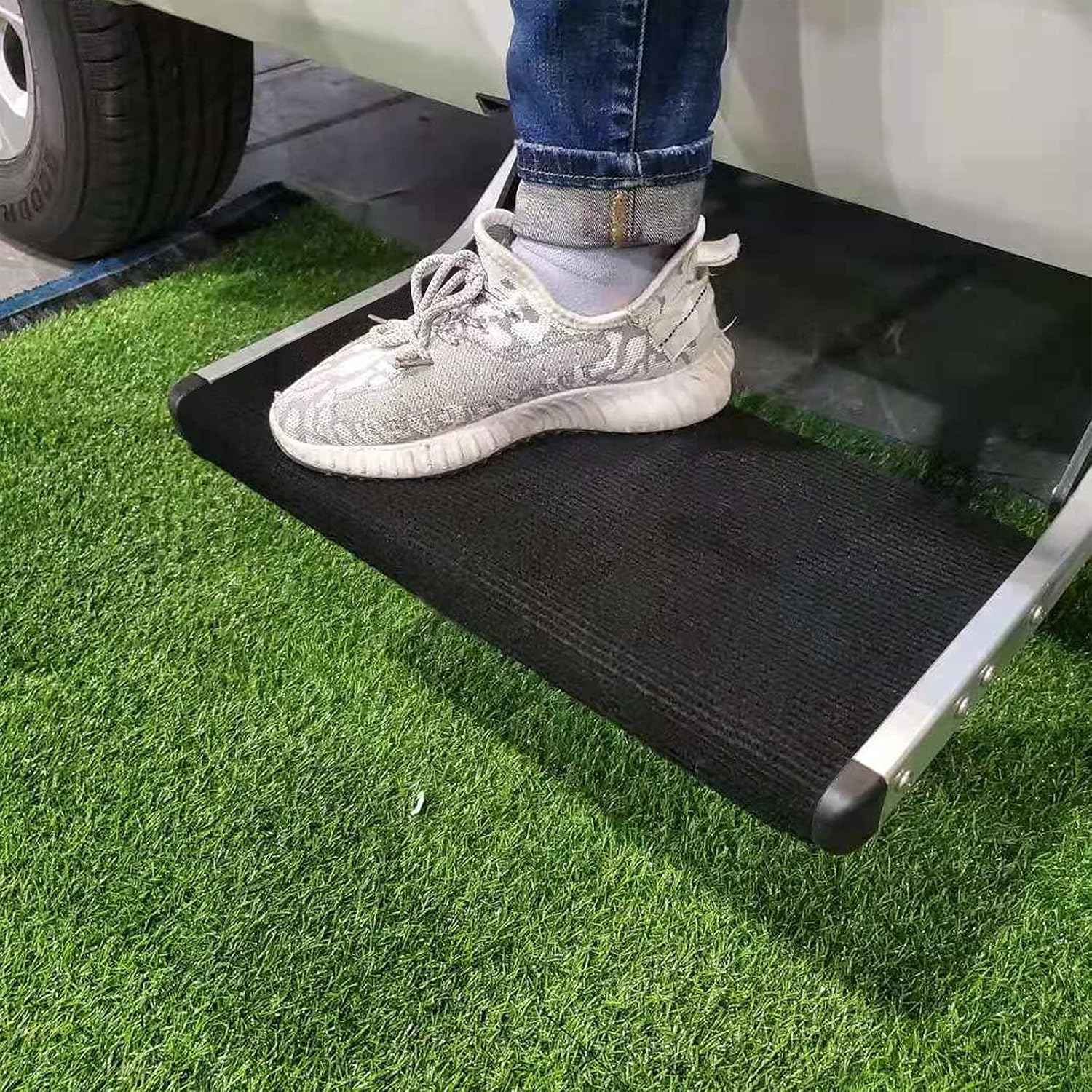 RV Step Rug Camper Stair Cover - 18" Black