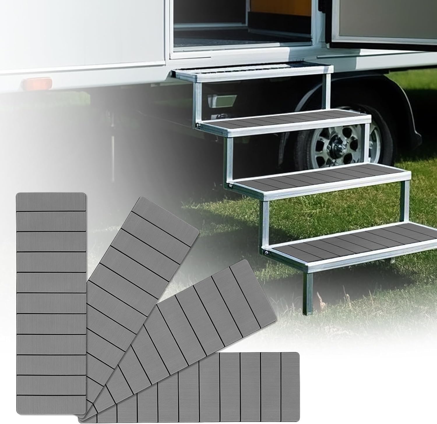 4-Pack RV Step Covers, EVA Foam, Gray