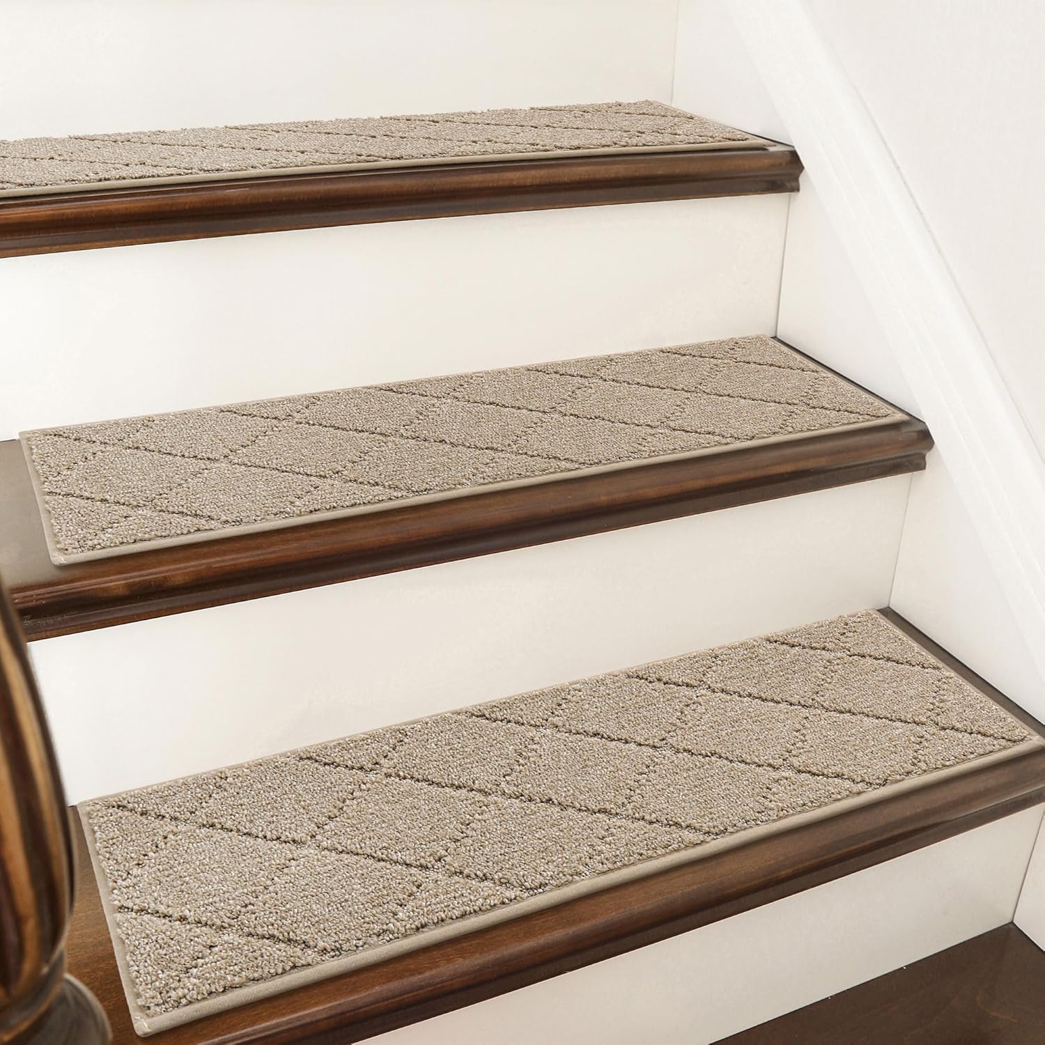 COSY HOMEER Non-Slip Stair Treads, 28in x 9in, Beige (4pc)