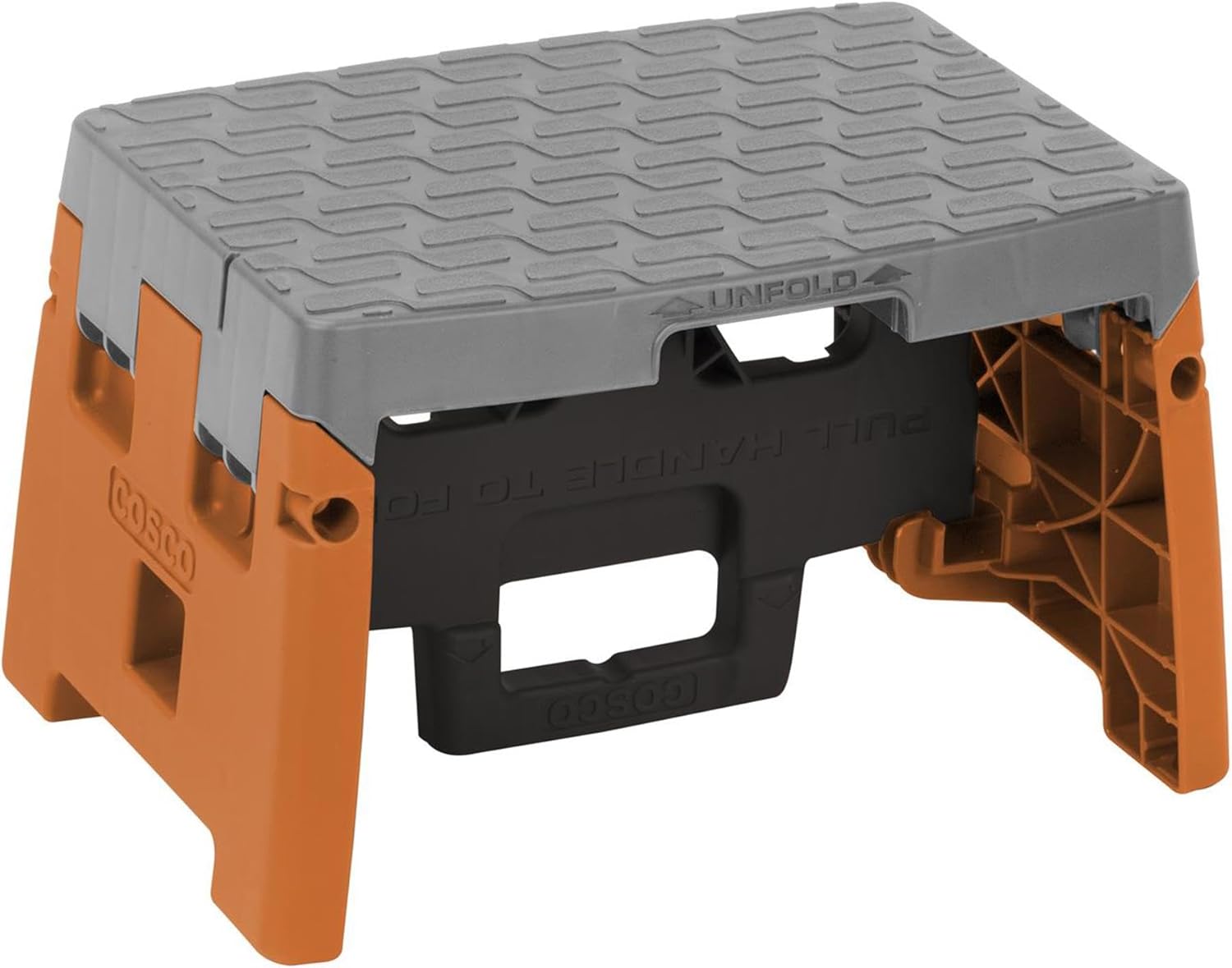 COSCO 1-Step Folding Stool, Black/Orange/Gray
