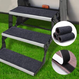 RV Step Covers 3-Pack, Non-Slip Camper Treads 22" x 7.5" (Gray)