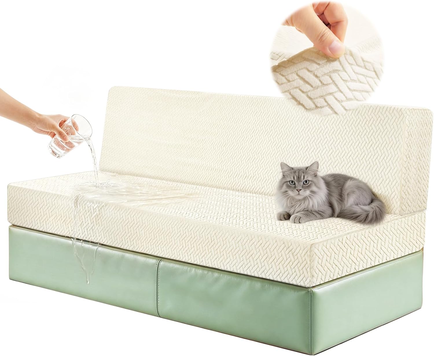 Beige RV Sofa Cover Set, 2-Piece, Waterproof & Pet-Friendly