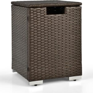 HAPPYGRILL Propane Tank Cover Table, 2-in-1 Rattan Side Table
