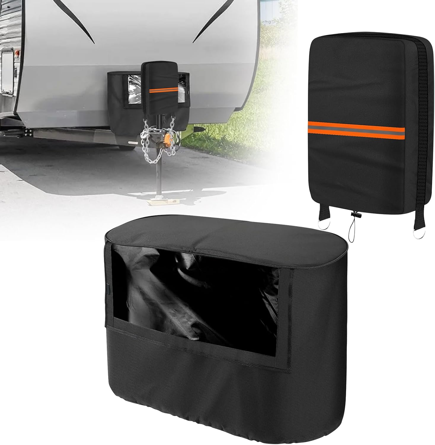 RV Propane & Jack Covers, Waterproof 600D Oxford, Dual 20LB Tanks