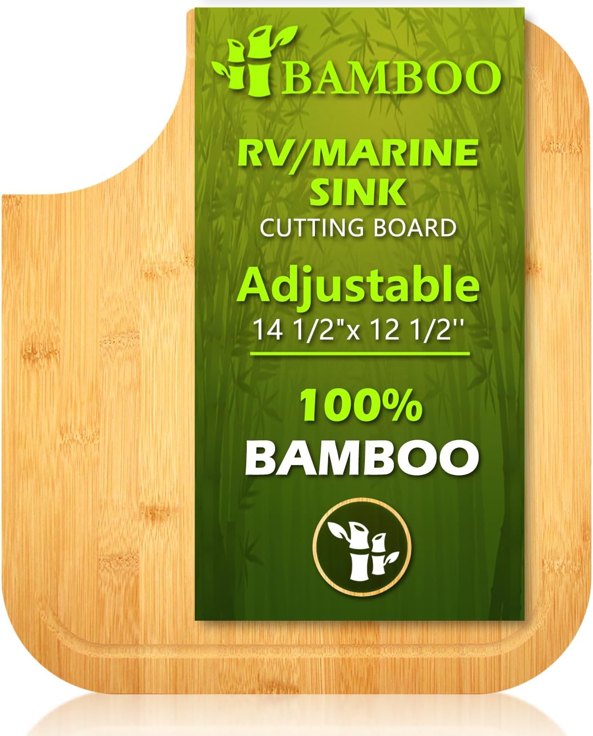 Bamboo RV Cutting Board, Non-Slip, 14.5 x 12.5"
