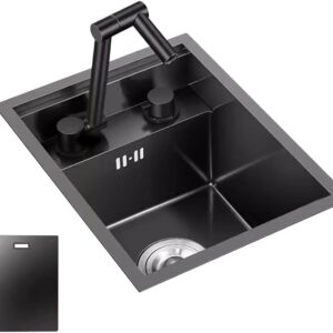 Stainless Steel RV Kitchen Sink with Cover & Faucet