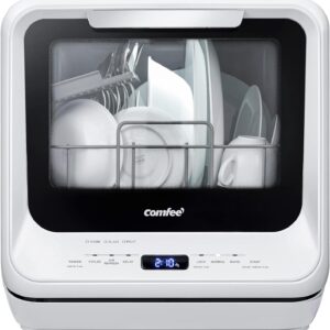 COMFEE' Countertop Dishwasher, 30+ Items, 6 Washing Modes